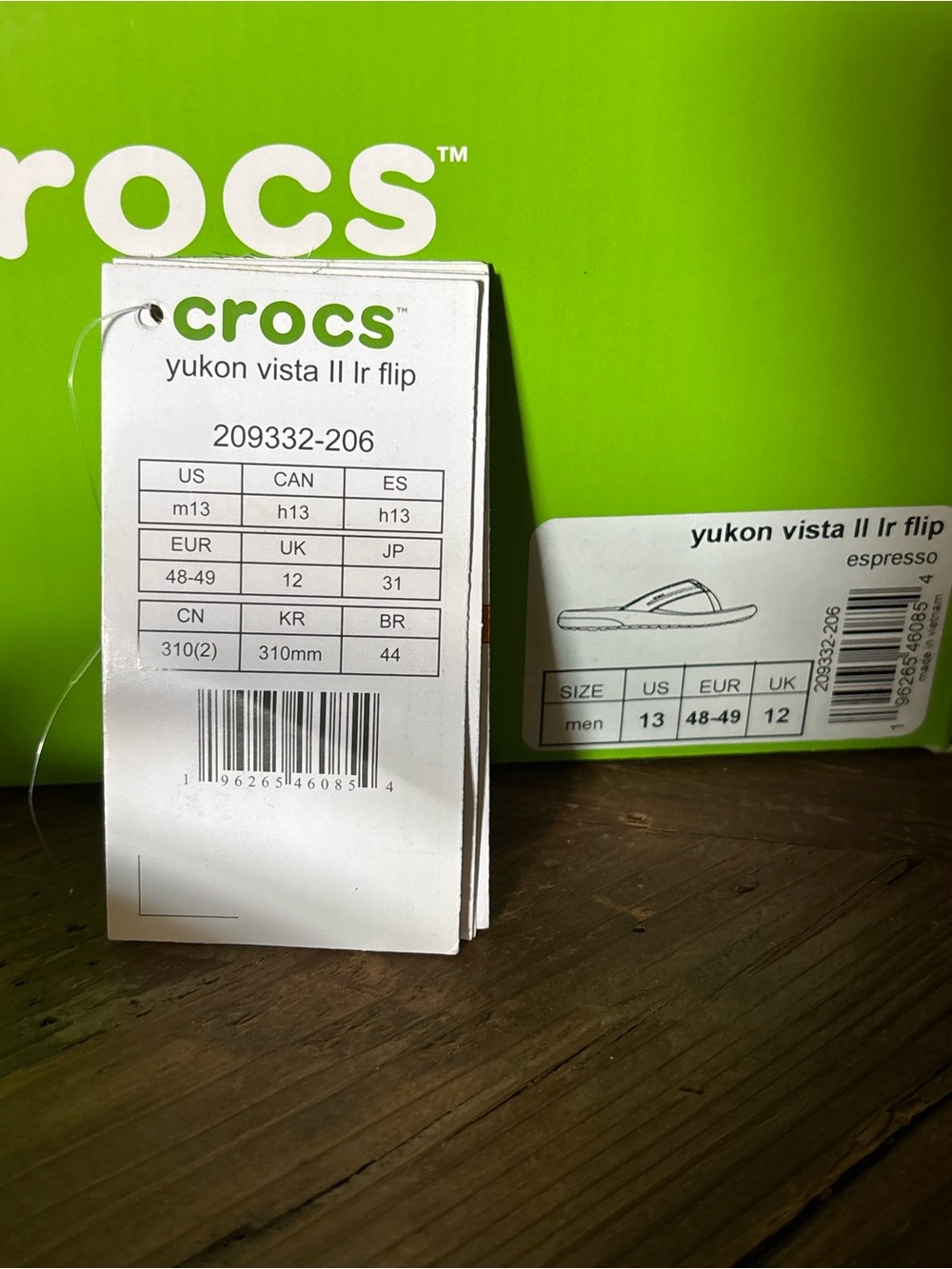 NEW CROCS Yukon Vista Litezide Flip Espresso Men’s Sandals Size 13 - Picture 8 of 9